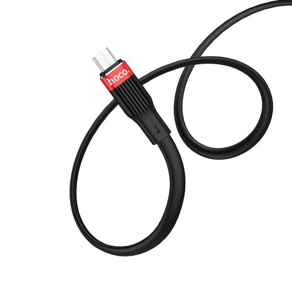 Кабель HOCO U72 USB to Micro 2.4A, 1.2m, silicone, TPE connectors, Black | Зображення 3