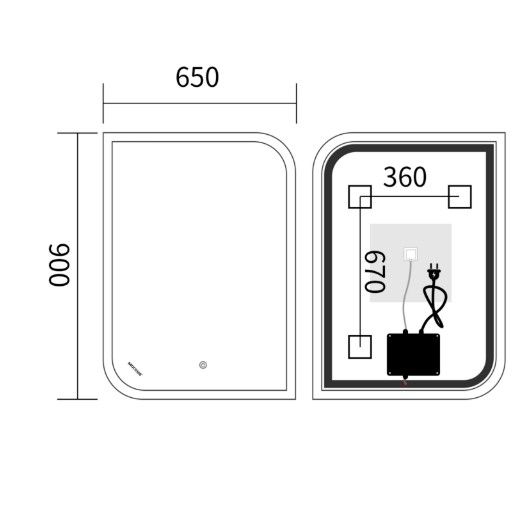Дзеркало Mixxus Premium BEVEL MA02-90x65-REVERSE (LED Touch, Anti-fog, (3-6,5kK)) (MP6641) | Зображення 1