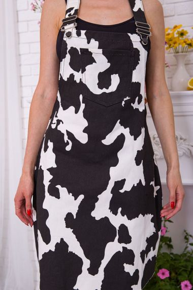 Джинсовий короткий сарафан, в чорно-білий принт, 164R3001 | Зображення 1