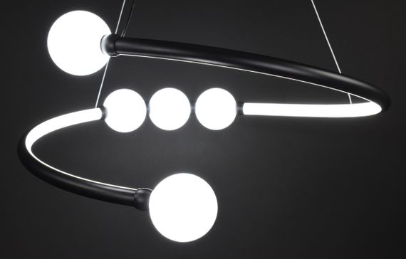 Люстра світлодіодна підвісна LED світильник для квартири на стелю лед 27564 Чорний 25-90х60х60 см. | Зображення 8