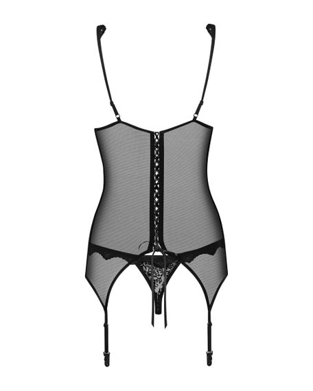 Корсет и стринги Obsessive Emperita corset Черный S/M | Зображення 5
