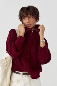 В'язаний жіночий кардиган на блискавці - бордо цвет, ONE SIZE (є розміри)