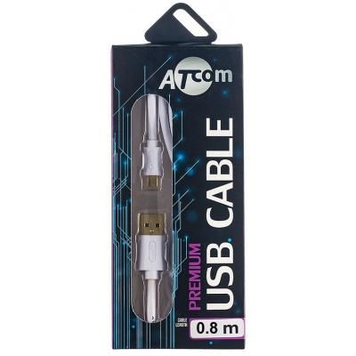 Дата кабель USB 2.0 AM to Micro 5P 0.8m white Atcom (16123) (16123)
