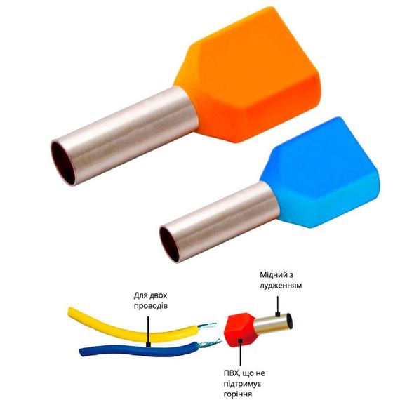 Наконечник гільза для 2х проводів TE7510 сірий Ny95500125