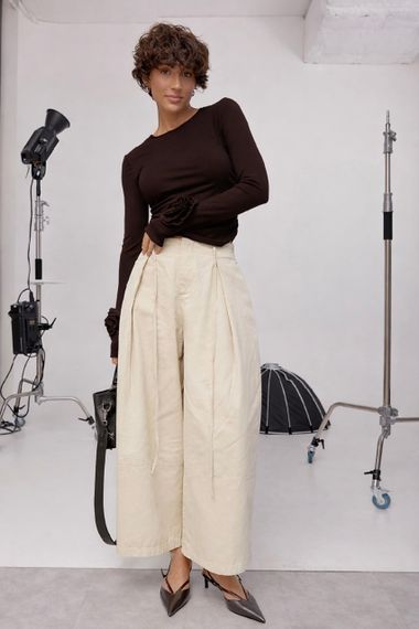 Еластичний лонг з трояндами - коричневий цвет, ONE SIZE (є розміри) | Зображення 1