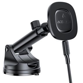 Автотримач з БЗП Acefast D47 Magnetic Charging 15W (center console) Black