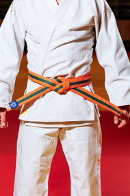 Помаранчево-зелений пояс для дзюдо ТМ "Kintayo", 170 зріст