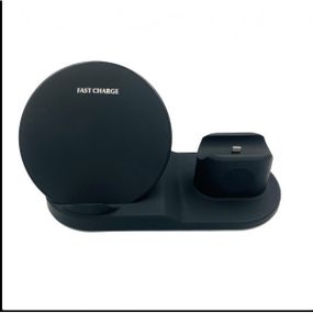 Бездротова зарядка 3 в 1 wireless charger 3 in 1 для смартфона смарт-годинника навушників із захистом