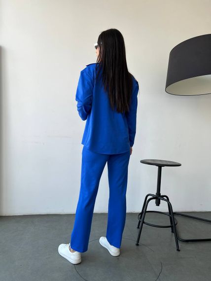 Женский костюм тройка рубашка+футболка+брюки трикотажный NB23007 размер 54/56 цвет синий | Зображення 1