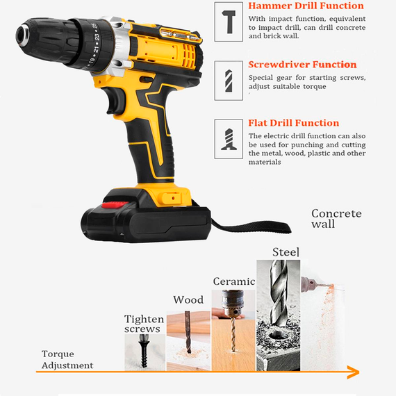Акумуляторна дрель в чемодані з 2 аккумуляторами XPRO Power Drill 1344-1, чорний (42650-1344-1_861) | Зображення 5