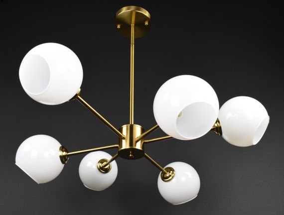 Люстра стельова на 6 лампочок 27826 Латунь 24-59х80х80 см. | Зображення 4