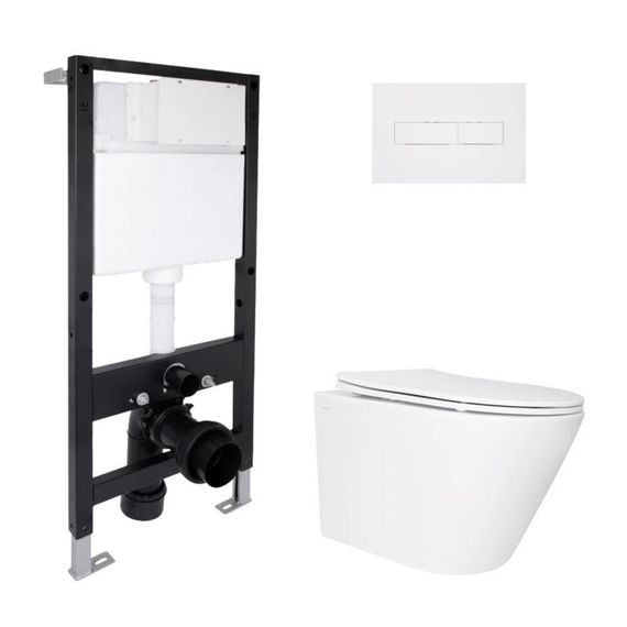 Готовое решение Qtap для ванной комнаты: подвесной унитаз Swan Ultra Quiet 485x360x320 + комплект инсталляции Standard (линейная