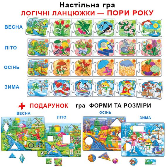 Дитяча розвиваюча гра "Логічні ланцюжки. Пори року" 86065 укр. мовою | Зображення 2