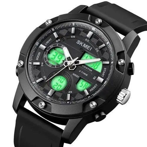 Годинник наручний чоловічий SKMEI 1757BKWT BLACK-WHITE, армійський годинник протиударний. Колір: чорний | Зображення 1