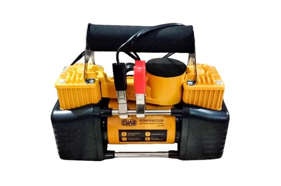 Компресор автомобільний двопоршневий (автокомпресор) (85л/хв 10Атм 18А) (кручений шланг) СИЛА 9004091