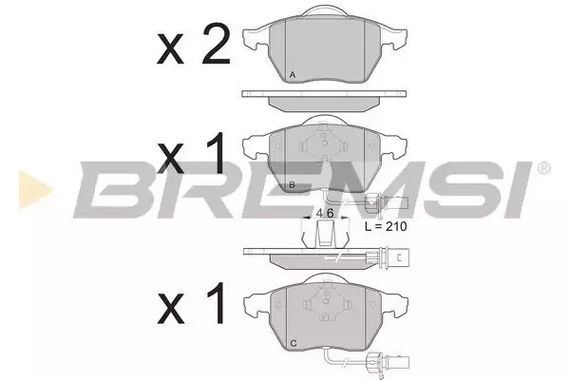 Колодки передні гальмівні Passat B5/Audi A4/A6 00-05, Bremsi (BP3071) | Зображення 1