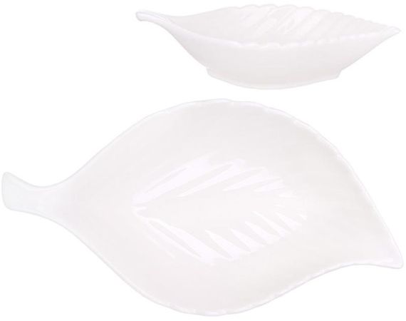 Салатники порцелянові "White City Лист", набір 2 салатники 450мл, 25.5х14см