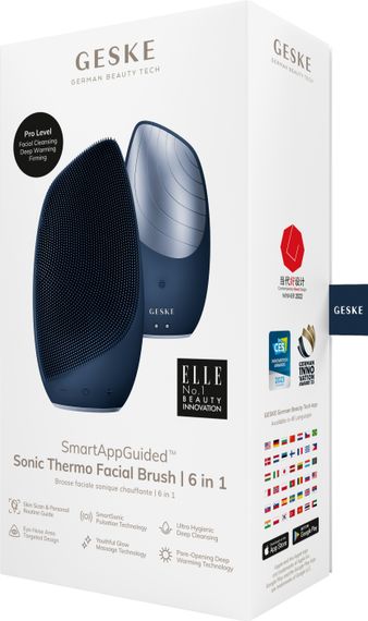 Електронна звукова термо щітка для обличчя GESKE Sonic Thermo Facial Brush 6в1 midnight | Зображення 7