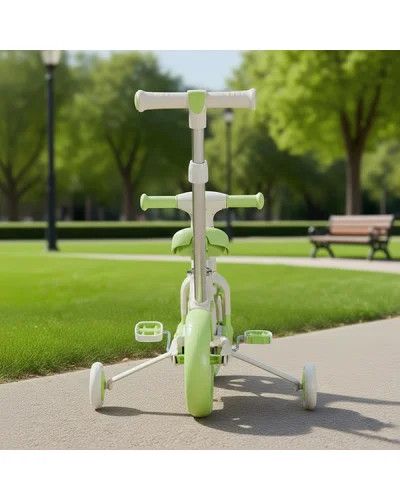 Велосипед-беговел детский 2в1 с родительской ручкой SCO22 Green • Детский трехколесный беговел-трансформер для малышей | Зображення 4
