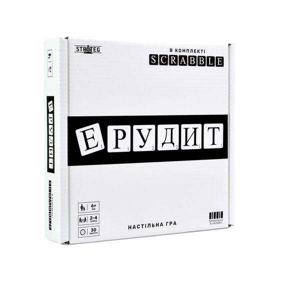 Настільна гра "Ерудит чорно-білий" 30640 ігрове поле, набір букв