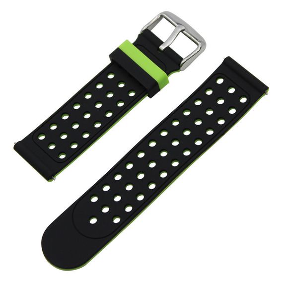 Двухсторонний ремешок Primo с перфорацией для Garmin Vivoactive 3/Vivomove HR/Forerunner 245/645 - Black&Green | Зображення 4