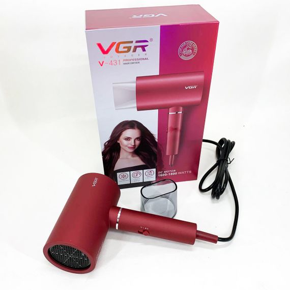 Професійний фен для волосся VGR V-431 потужністю 1600-1800 Вт із режимом холодного повітря. Колір: червоний | Зображення 4