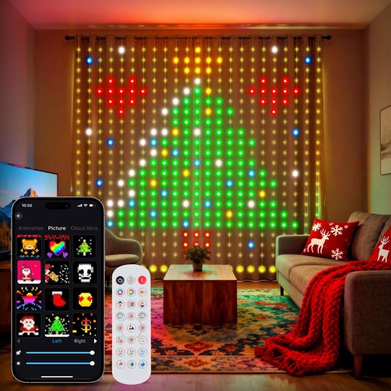 Гирлянда Smart-штора SFK-07 праздничная LED-гирлянда для дома ∙ Светодиодная штора с приложением SFK-07 20 нитей по 20 LED | Зображення 4