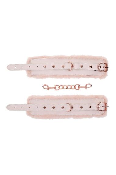 Наручники с мехом Sex & Mischief Peaches'n CreaMe с металлической фурнитурой, розовые sexstyle | Зображення 6