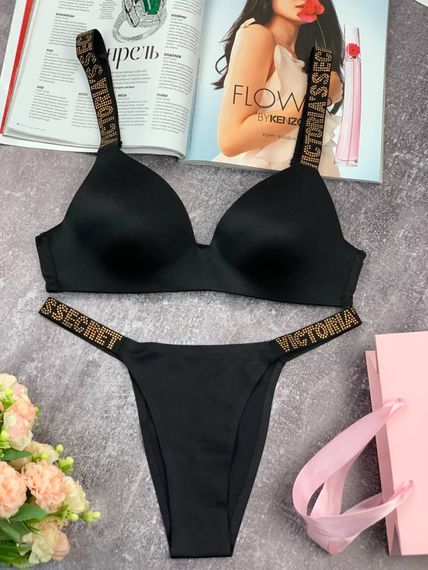 Комплект жіночий Victoria's Secret безшовний чорний kk034 | Зображення 6