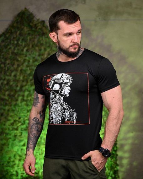 Тактическая потоотводящая футболка Girl black ПП7702 | Зображення 1