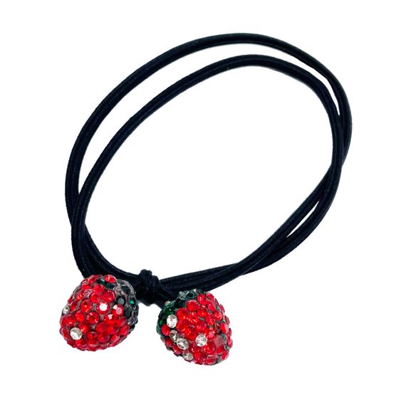 Детская резинка для волос "Клубника в камнях" 0302-1089 набор 10 шт