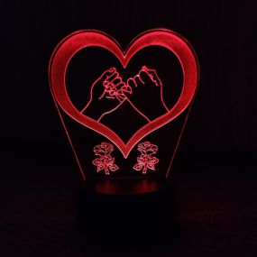 Акриловый светильник-ночник Любовь Сердце 3 красный tty-n000388