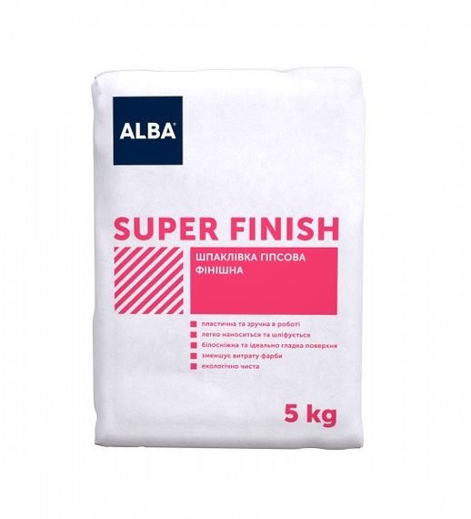 Шпаклівка Альба Супер Finish гіпсова фінішна 5кг