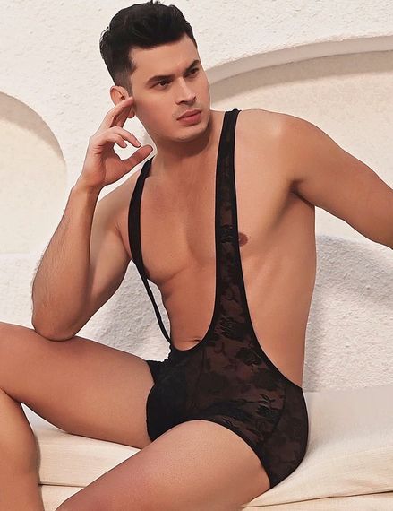 Чоловічий мереживний комбідрес із підтяжками Star Night чорний, S sexstyle | Зображення 4