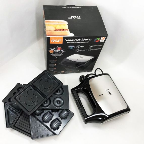 Гриль вафельница бутербродница RAF, Мультимейкер бутербродница орешница гриль для мяса и вафель KW-53 | Зображення 7