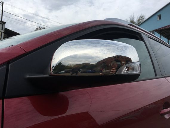 Накладки на дзеркала (2 шт., нерж.) OmsaLine - Італійська нержавійка для Renault Megane III 2009-2016 рр | Зображення 2