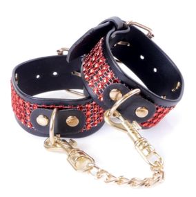 Наручники зі штучної шкіри з кристалами Fetish Boss Series - Handcuffs with cristals Red, BS3300109 Sex Aura