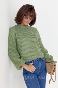 Короткий в'язаний джемпер oversize колір м'ятний розмір S FL_000678
