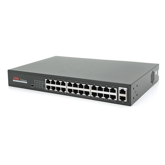 24х портовый PoE коммутатор ONV-H1024PLS 24 порта РоЕ 100 Мбит + 2 Uplink 1000 | Зображення 1