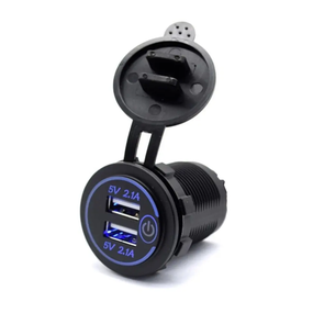 Автомобильная зарядка USB 4.2 А с сенсорной кнопкой включения и синей подсветкой (DS2013H-4.2 A-S)