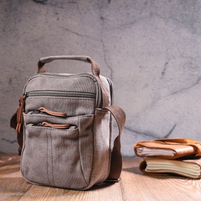 Сумка Vintage Мужская из текстиля Серая (21244) | Зображення 4