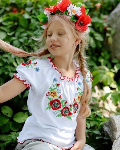 Вишиванка для дівчинки з коротким рукавом Носи своє 122 Білий (p-11555-125849) | Зображення 5