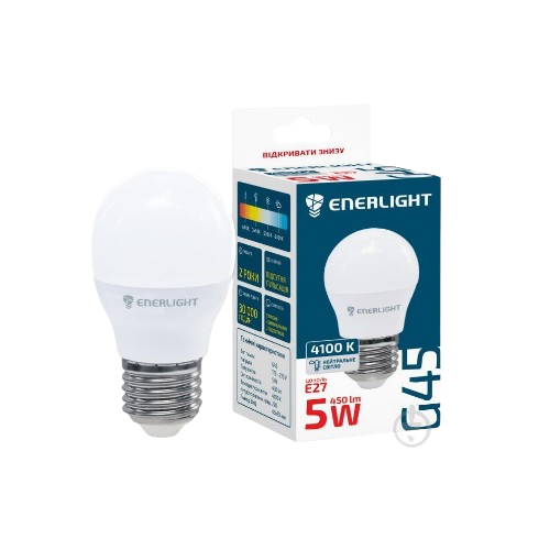 Лампа G45 5W E27 4100К 220V LED Enerlight