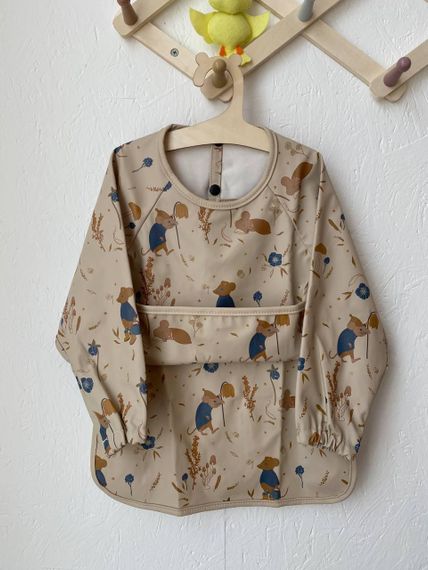 Нагрудник дитячий з рукавами для годування та творчості Звірятка | Зображення 1