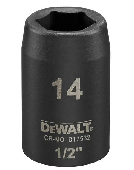 Головка торцева ударна DeWalt IMPACT коротка шестигранна 1/2" 14 мм (DT7532)