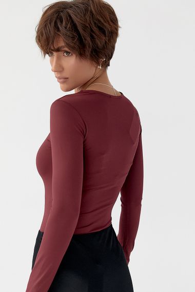 Еластичне однотонне боді - бордо цвет, S (є розміри) | Зображення 1