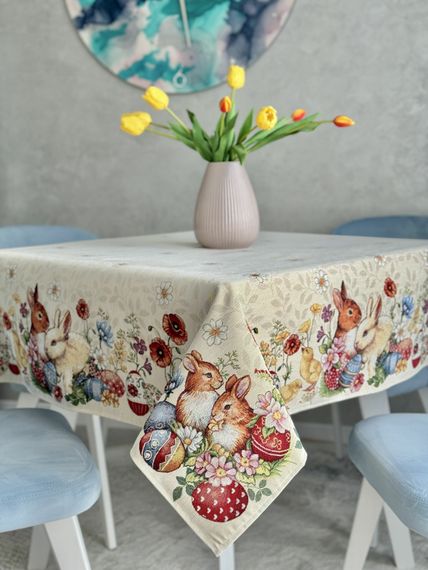 Скатертина гобеленова PRIMROSE Limaso, 137х137, Квадратна, Великодній, Без люрексу, 60% поліестер, 24% бавовна, 16% акрил, Гобелен | Зображення 2