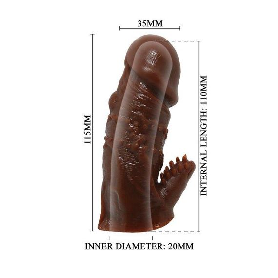 Насадка - презерватив BI-016001-0902S ( коричневый ) Sex Aura | Зображення 6