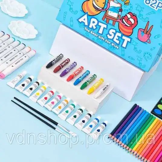 Блакитний Набір юного художника для малювання та творчості Art Set на 82 предмети | Зображення 4