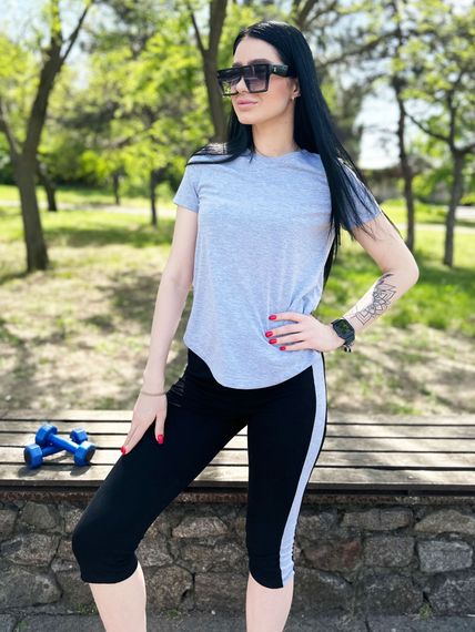 Женский летний костюм с бриджами и футболкой Gf7928 цвет голубой, размер 54/56 | Зображення 2